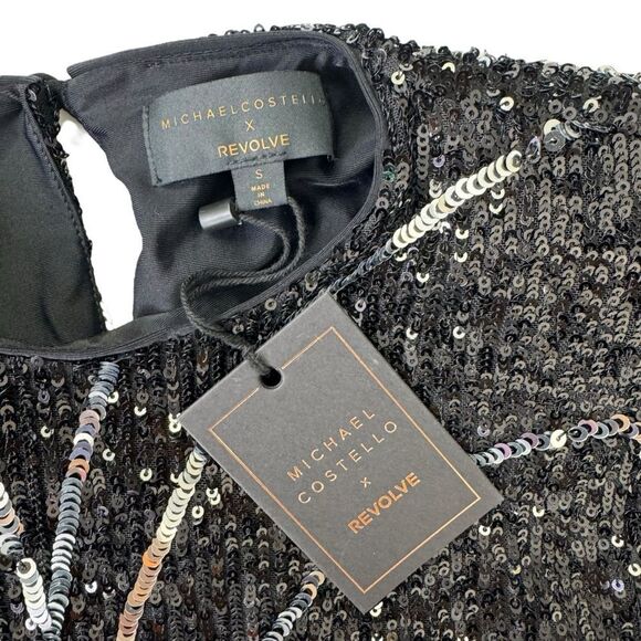 NEW Michael Costello x Revolve Leonie Crop Top in Black & Silver Size Small - Picture 7 of 10